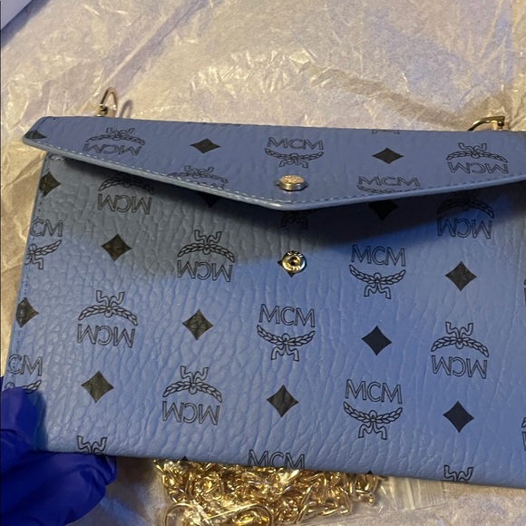 MCM Blue Clutch with Gold Chain/perfume mini - Picture 16 of 17